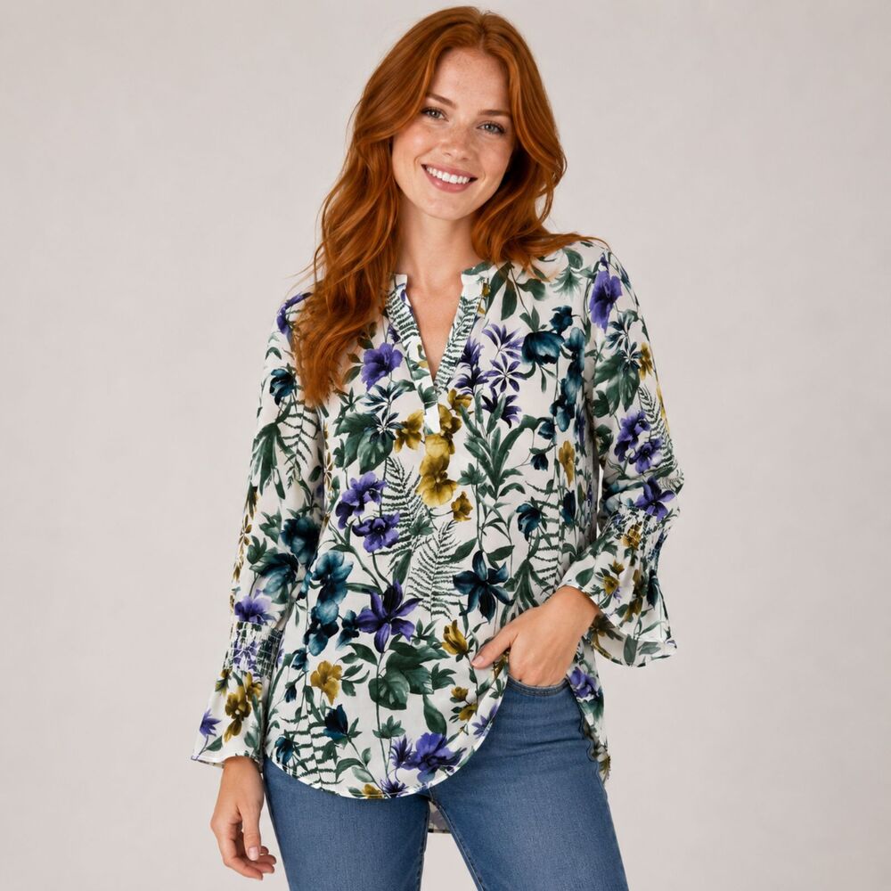 Women's Tacera Floral Print 3/4 Bell Sleeve Blouse